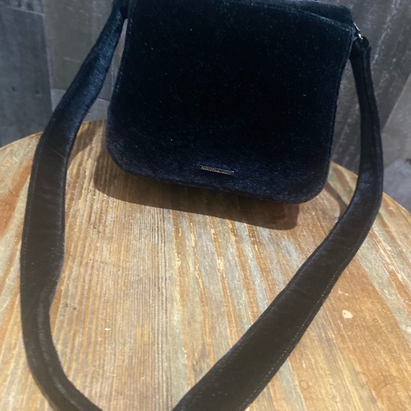 Rebecca Minkoff Crushed Velvet Grey Mini Flower Embellished Crossbody bag Purse - Picture 4 of 10